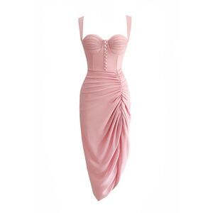 ADEIRLINA Showtime II Corset Style Midi Dress Pink NWT XS‎